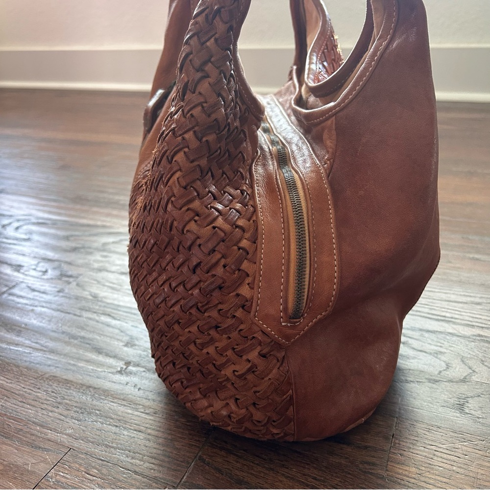 Sundance Hobo Shoulder Bag Brown Woven Leather Bohemian Boho Ital - Picture 3 of 16